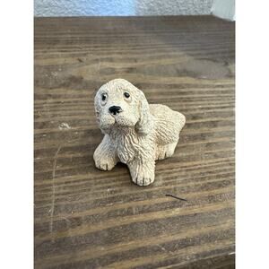 Vintage Cocker Spaniel Stone Critter Littles Figurine Blonde Dog Sitting Puppy